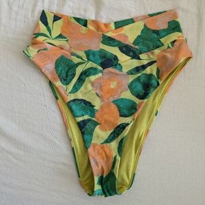 Aerie Tropical Floral High-Waisted Cross over Bikini Bottom